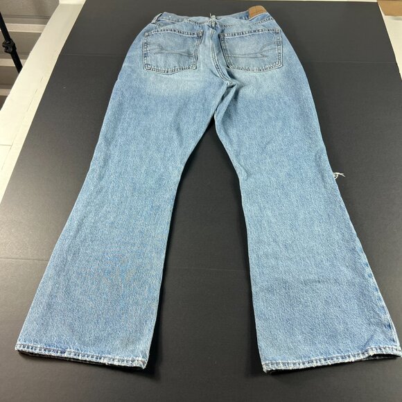 American Eagle Jean Women 27x28* Highest Rise 90s Flare Blue Cotton Denim Tag 6R - Picture 10 of 16